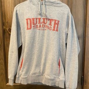 Duluth Trading Co Men's Gray Hoodie with Red Accents